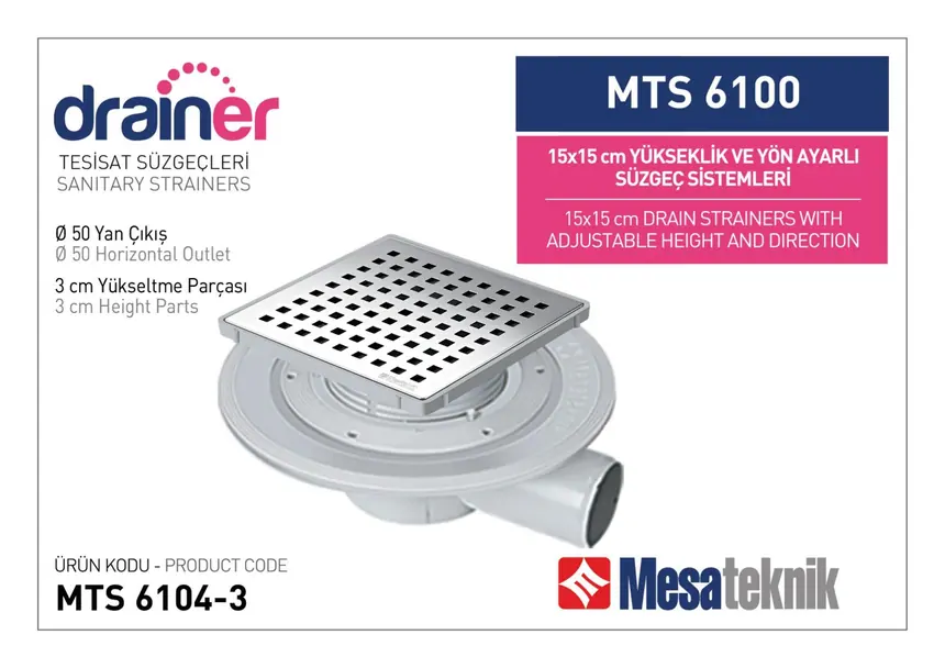 MTS 6100 15 cm Yükseklik ve Yön Ayarlı Tesisat Sistemleri