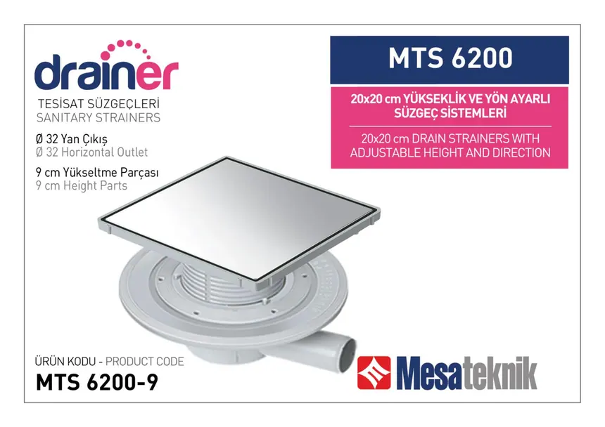 MTS 6200 20 cm Square Height- & Direction-Adjustable Plumbing Systems