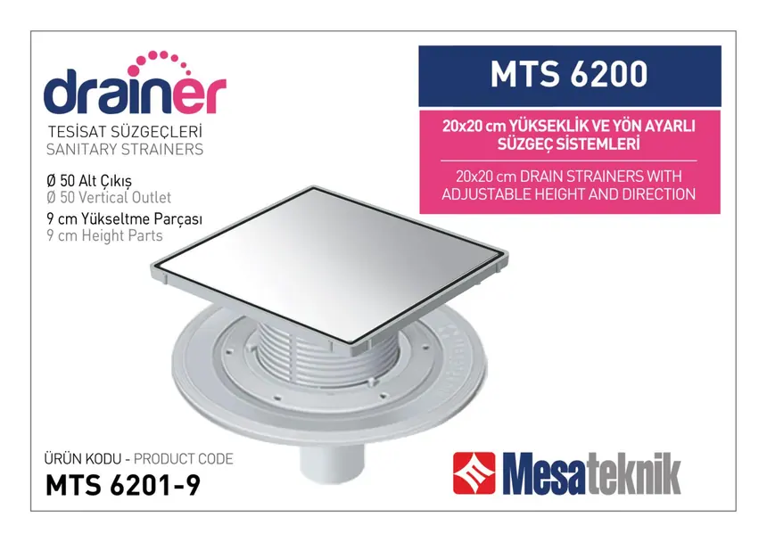MTS 6200 20 cm Square Height- & Direction-Adjustable Plumbing Systems