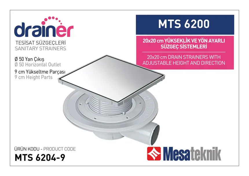 MTS 6200 20 cm Square Height- & Direction-Adjustable Plumbing Systems