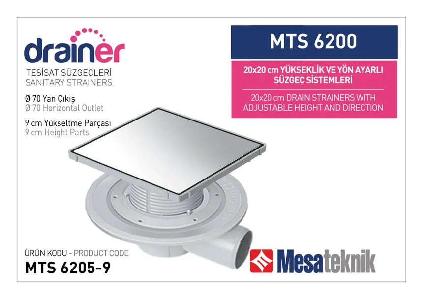 MTS 6200 20 cm Square Height- & Direction-Adjustable Plumbing Systems
