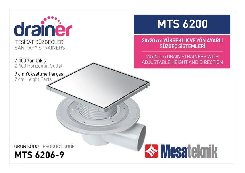 MTS 6200 20 cm Square Height- & Direction-Adjustable Plumbing Systems