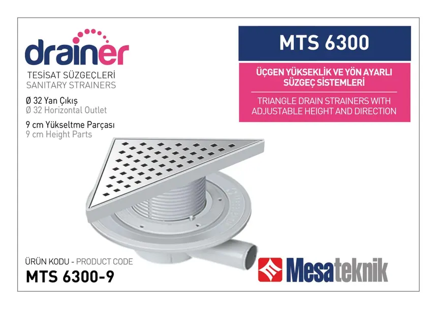 MTS 6300 20 cm Triangular Height- & Direction-Adjustable Plumbing Systems