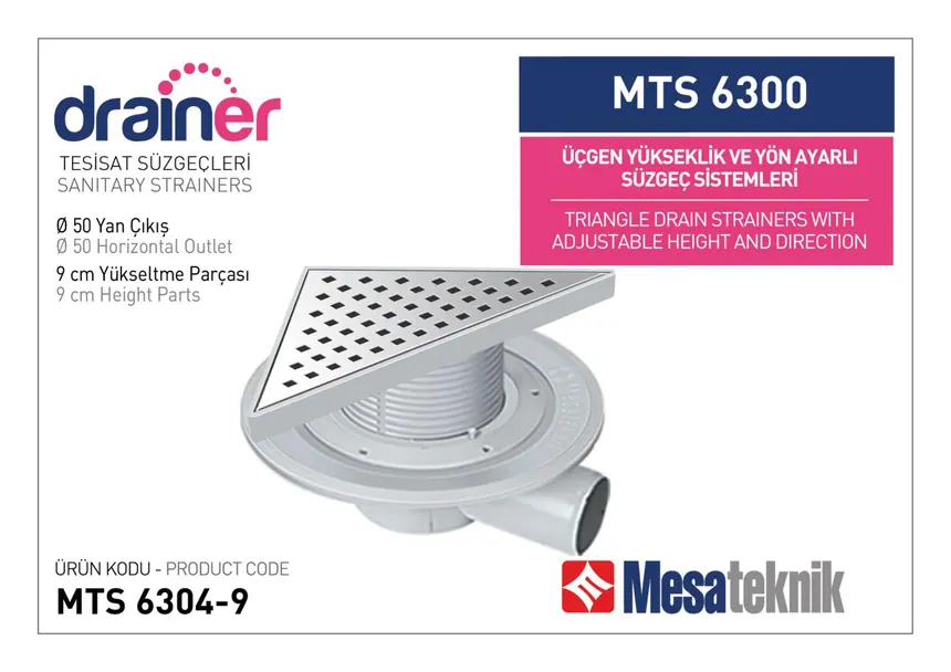 MTS 6300 20 cm Üçgen Yükseklik ve Yön Ayarlı Tesisat Sistemleri