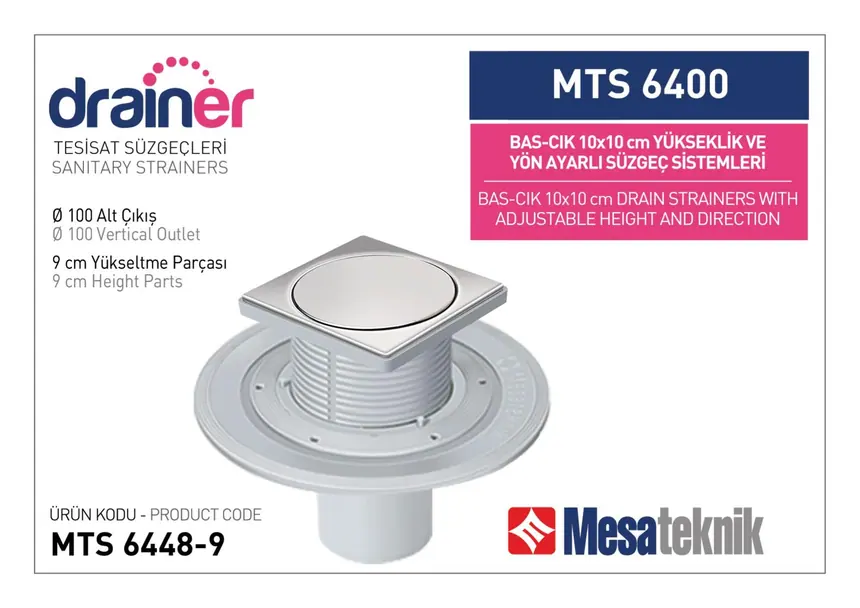 MTS 6400 10 cm BasÇık Yükseklik ve Yön Ayarlı Tesisat Sistemleri