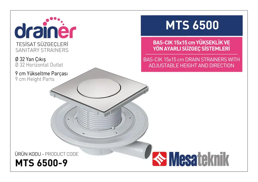 MTS 6500 15 cm Push-Open Height- & Direction-Adjustable Plumbing Systems