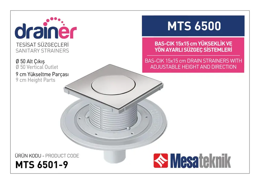 MTS 6500 15 cm Push-Open Height- & Direction-Adjustable Plumbing Systems