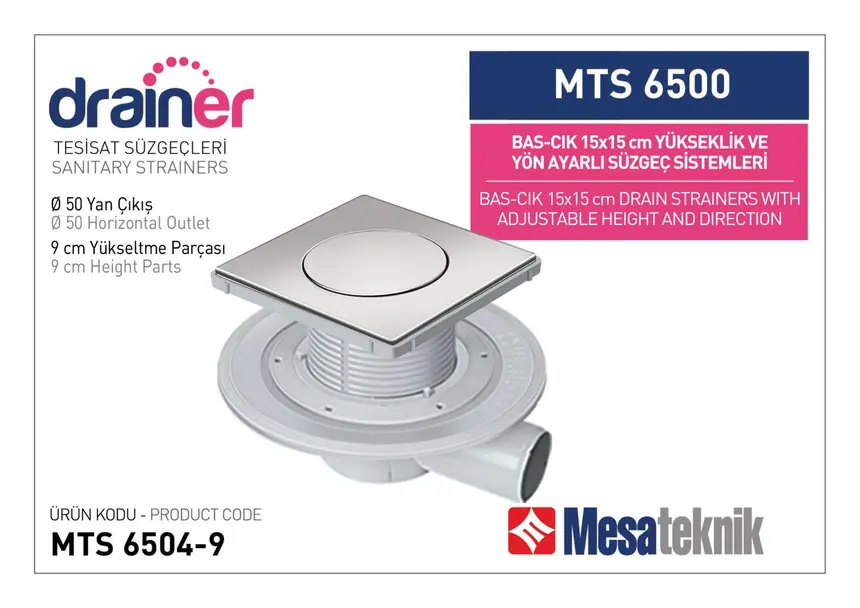 MTS 6500 15 cm Push-Open Height- & Direction-Adjustable Plumbing Systems