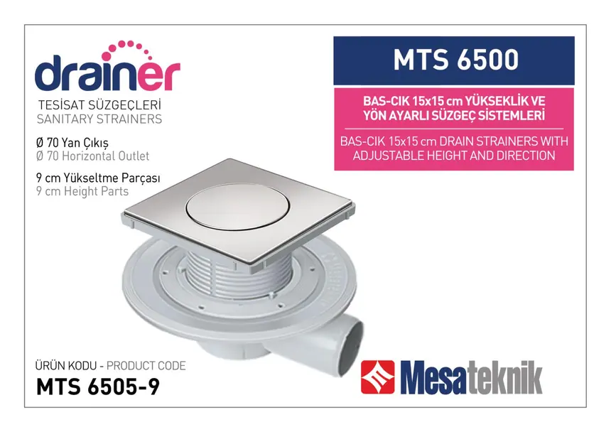 MTS 6500 15 cm Push-Open Height- & Direction-Adjustable Plumbing Systems