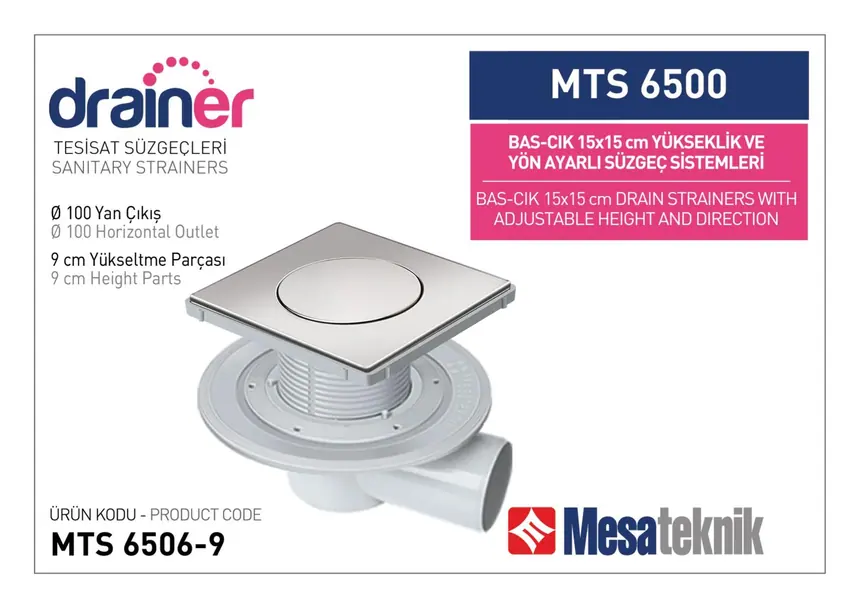 MTS 6500 15 cm Push-Open Height- & Direction-Adjustable Plumbing Systems