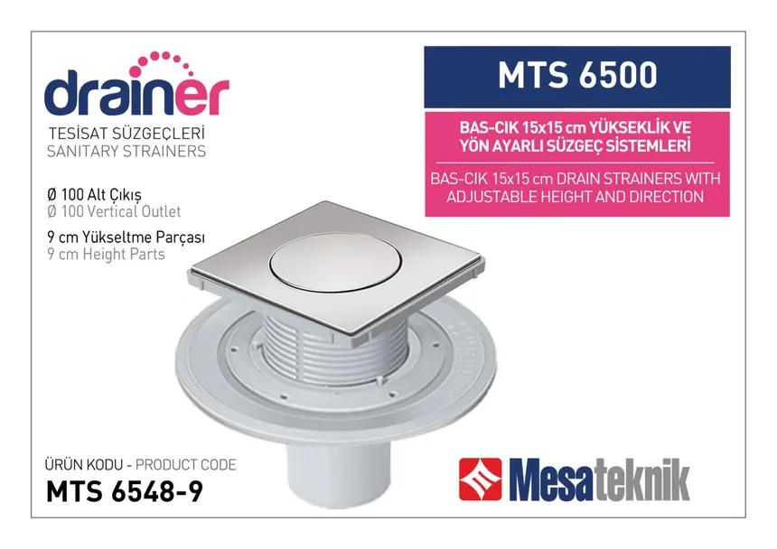 MTS 6500 15 cm Push-Open Height- & Direction-Adjustable Plumbing Systems