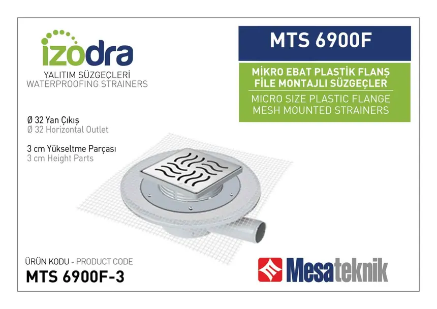 MTS 6900F Mesh Plastic Flange Mounted Drain Systems Micro Size