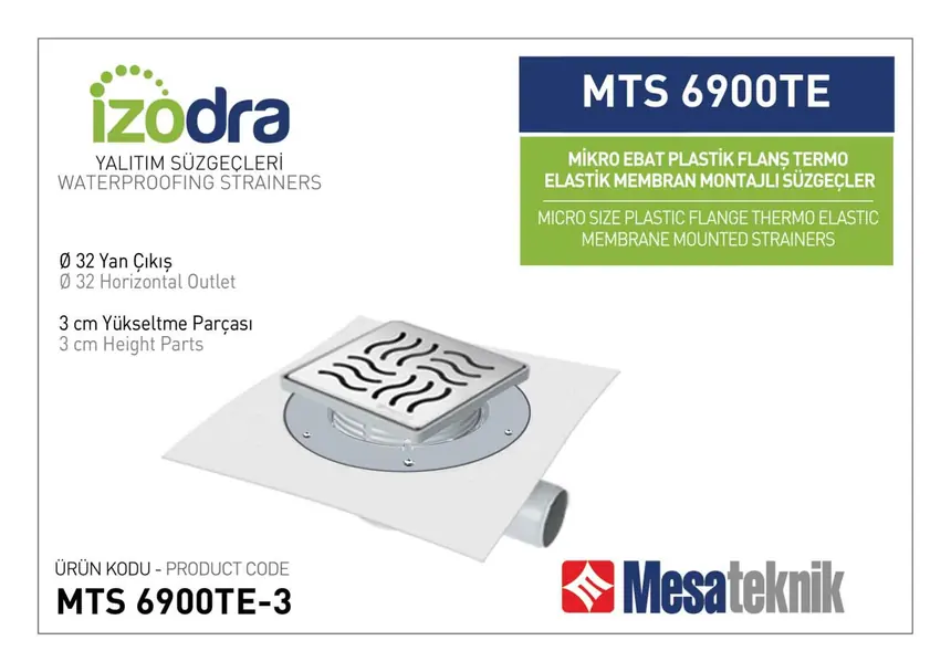 MTS 6900TE Thermo-Elastic Membrane Plastic Flange Mounted Drain Systems Micro Size
