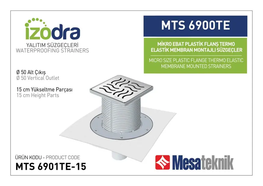 MTS 6900TE Thermo-Elastic Membrane Plastic Flange Mounted Drain Systems Micro Size