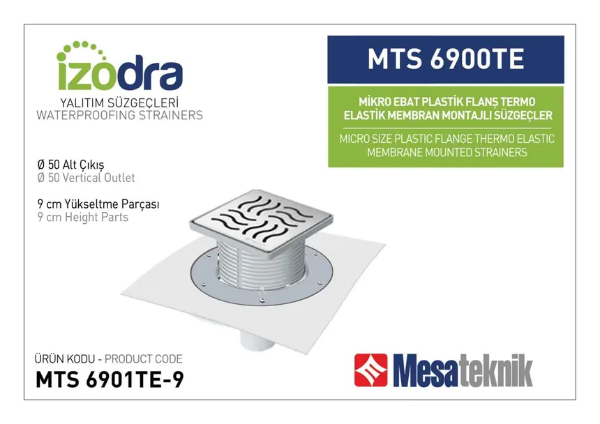 MTS 6900TE Thermo-Elastic Membrane Plastic Flange Mounted Drain Systems Micro Size