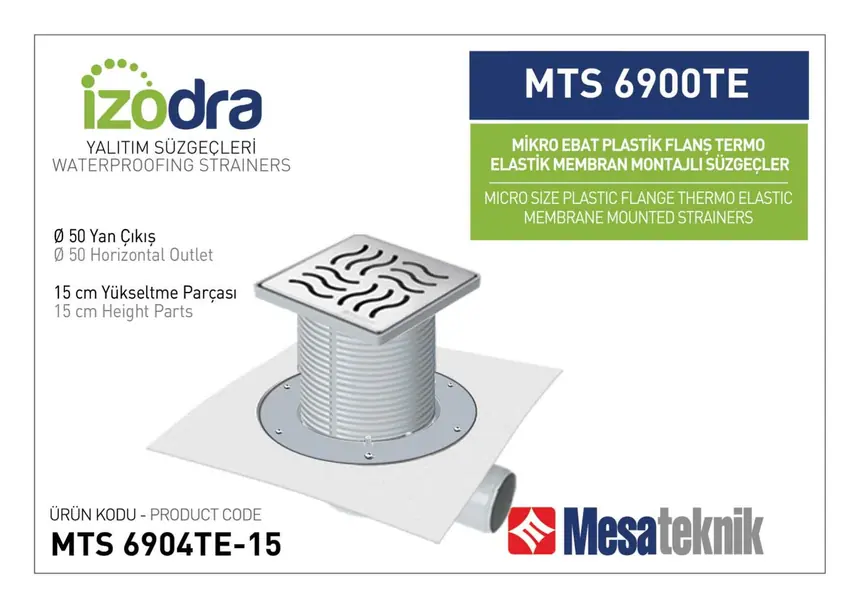 MTS 6900TE Thermo-Elastic Membrane Plastic Flange Mounted Drain Systems Micro Size
