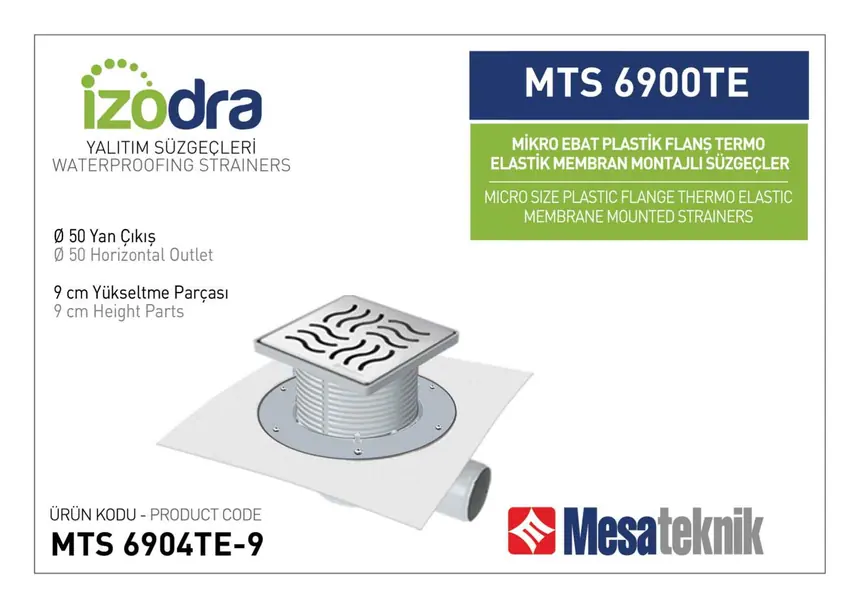MTS 6900TE Thermo-Elastic Membrane Plastic Flange Mounted Drain Systems Micro Size