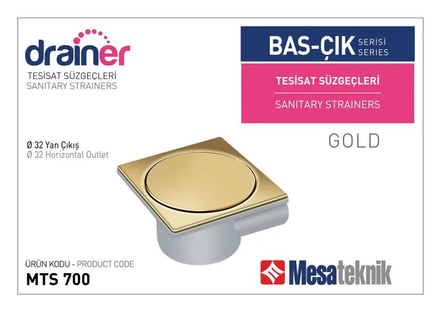 MTS 700G Push-Open Series Gold Coated Plumbing Drain