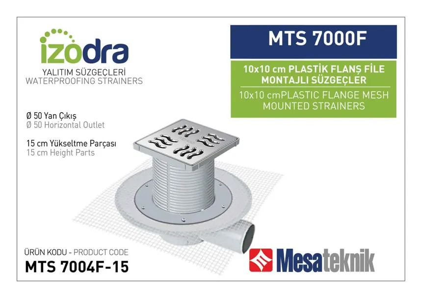 MTS 7000F Fileli Plastik Flanş Montajlı Süzgec Sistemleri 10 cm