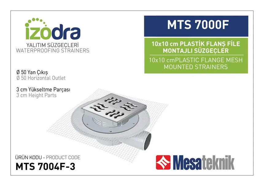MTS 7000F Fileli Plastik Flanş Montajlı Süzgec Sistemleri 10 cm
