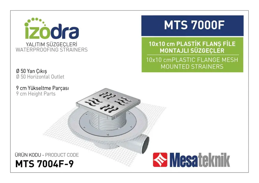 MTS 7000F Fileli Plastik Flanş Montajlı Süzgec Sistemleri 10 cm