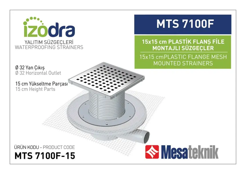MTS 7100F Mesh Plastic Flange Mounted Drain Systems 15 cm