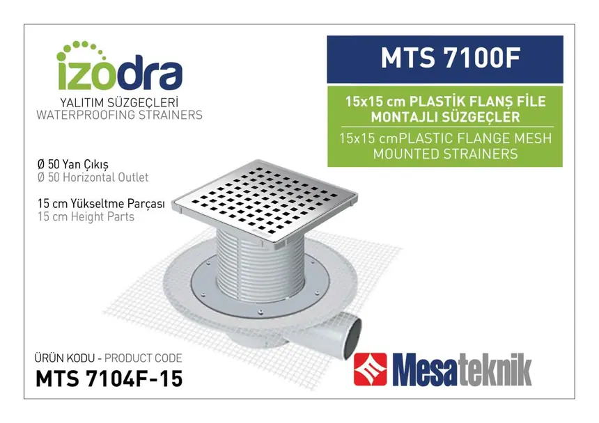 MTS 7100F Mesh Plastic Flange Mounted Drain Systems 15 cm