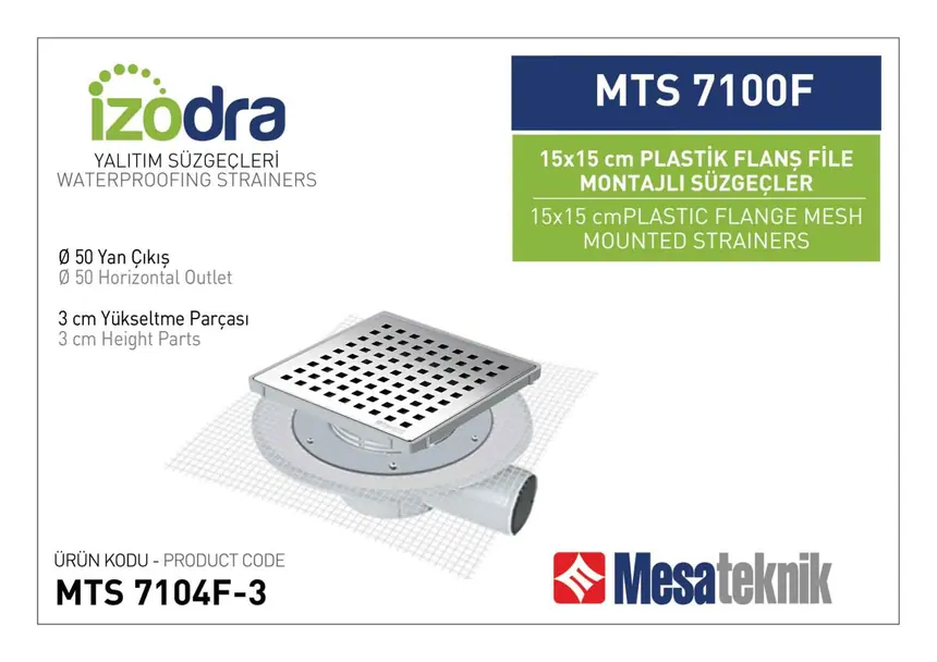 MTS 7100F Mesh Plastic Flange Mounted Drain Systems 15 cm