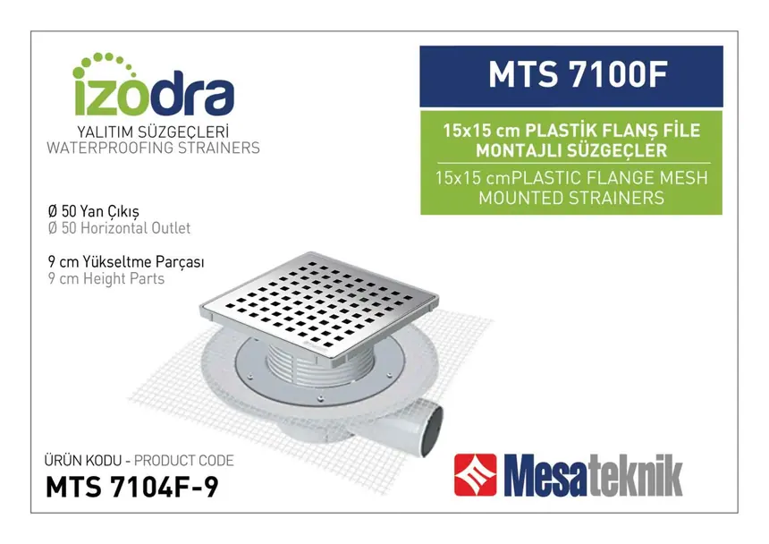 MTS 7100F Mesh Plastic Flange Mounted Drain Systems 15 cm