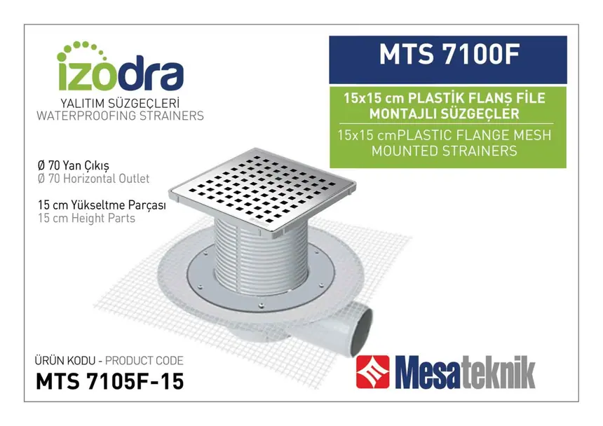 MTS 7100F Mesh Plastic Flange Mounted Drain Systems 15 cm