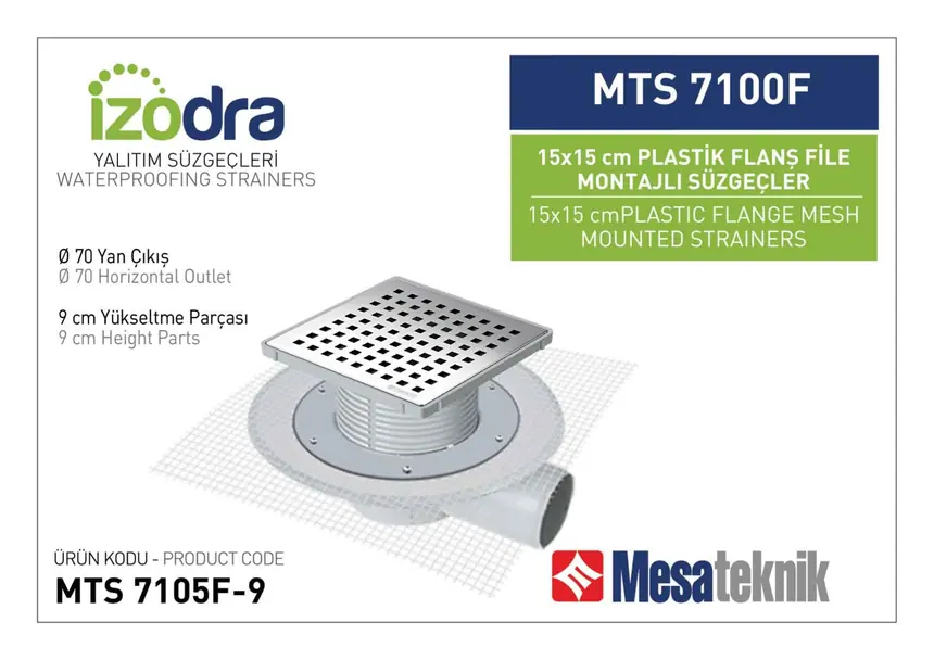 MTS 7100F Mesh Plastic Flange Mounted Drain Systems 15 cm