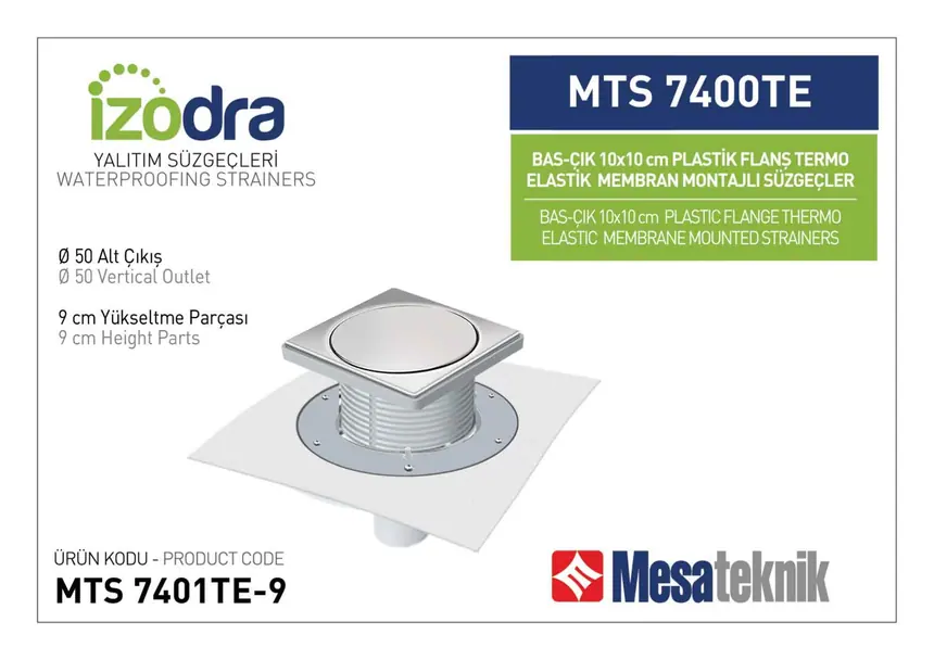 MTS 7400TE Thermo-Elastic Membrane Plastic Flange Mounted Drain Systems 10 cm Push-Open