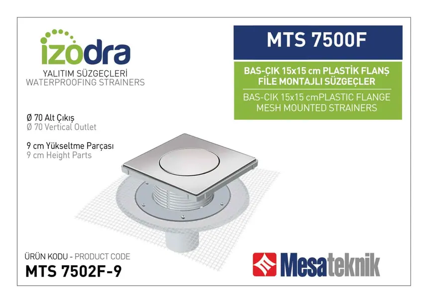 MTS 7500F Fileli Plastik Flanş Montajlı Süzgec Sistemleri 15 cm BasÇık
