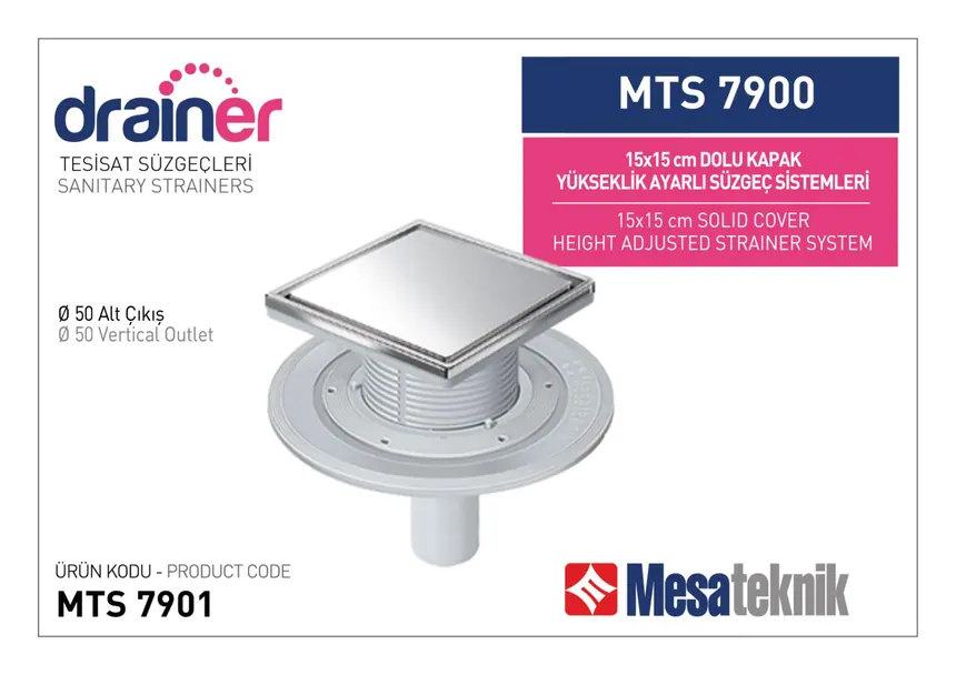 MTS 7900 15 cm Dolu Kapak Yükseklik Ayarlı Süzgeç Sistemleri