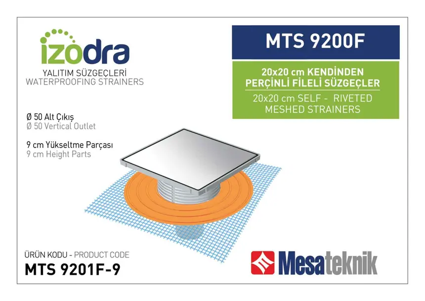 MTS 9200F Kendinden Riveted Mesh Drain Systems 20 cm Square