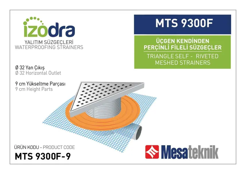 MTS 9300F Kendinden Riveted Mesh Drain Systems 20 cm Triangular