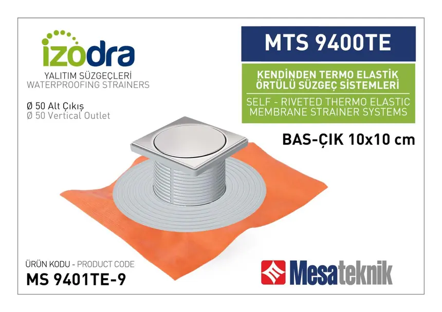 MTS 9400TE Kendinden Riveted Membrane-Covered Drain Systems 10 cm Push-Open