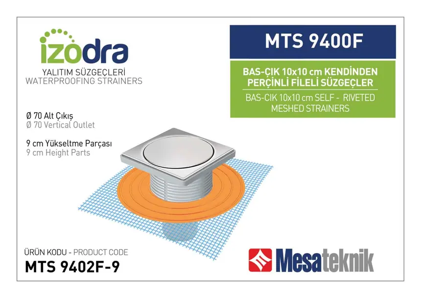 MTS 9400F Kendinden Riveted Mesh Drain Systems 10 cm Push-Open