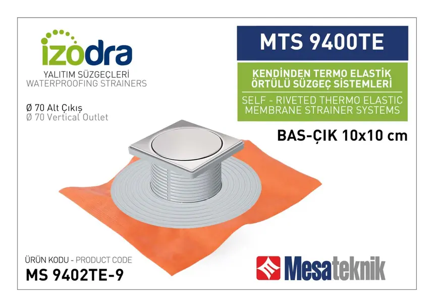 MTS 9400TE Kendinden Riveted Membrane-Covered Drain Systems 10 cm Push-Open