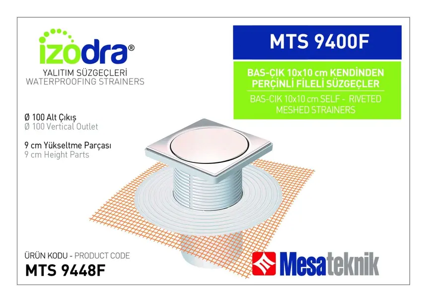 MTS 9400F Kendinden Riveted Mesh Drain Systems 10 cm Push-Open