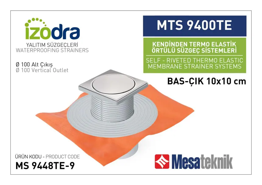 MTS 9400TE Kendinden Riveted Membrane-Covered Drain Systems 10 cm Push-Open