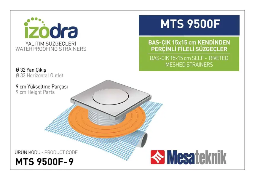 MTS 9500F Kendinden Riveted Mesh Drain Systems 15 cm Push-Open