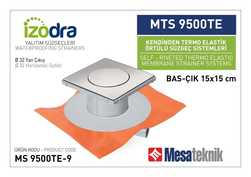 MTS 9500TE Kendinden Riveted Membrane-Covered Drain Systems 15 cm Push-Open