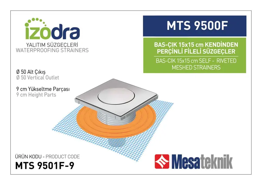 MTS 9500F Kendinden Percinli Fileli Suzgec Sistemleri 15 cm BasÇık