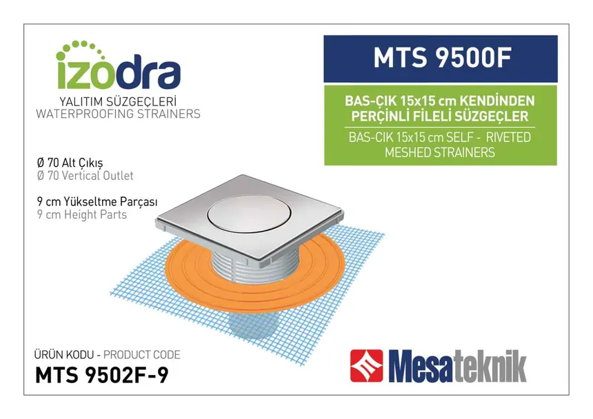MTS 9500F Kendinden Percinli Fileli Suzgec Sistemleri 15 cm BasÇık